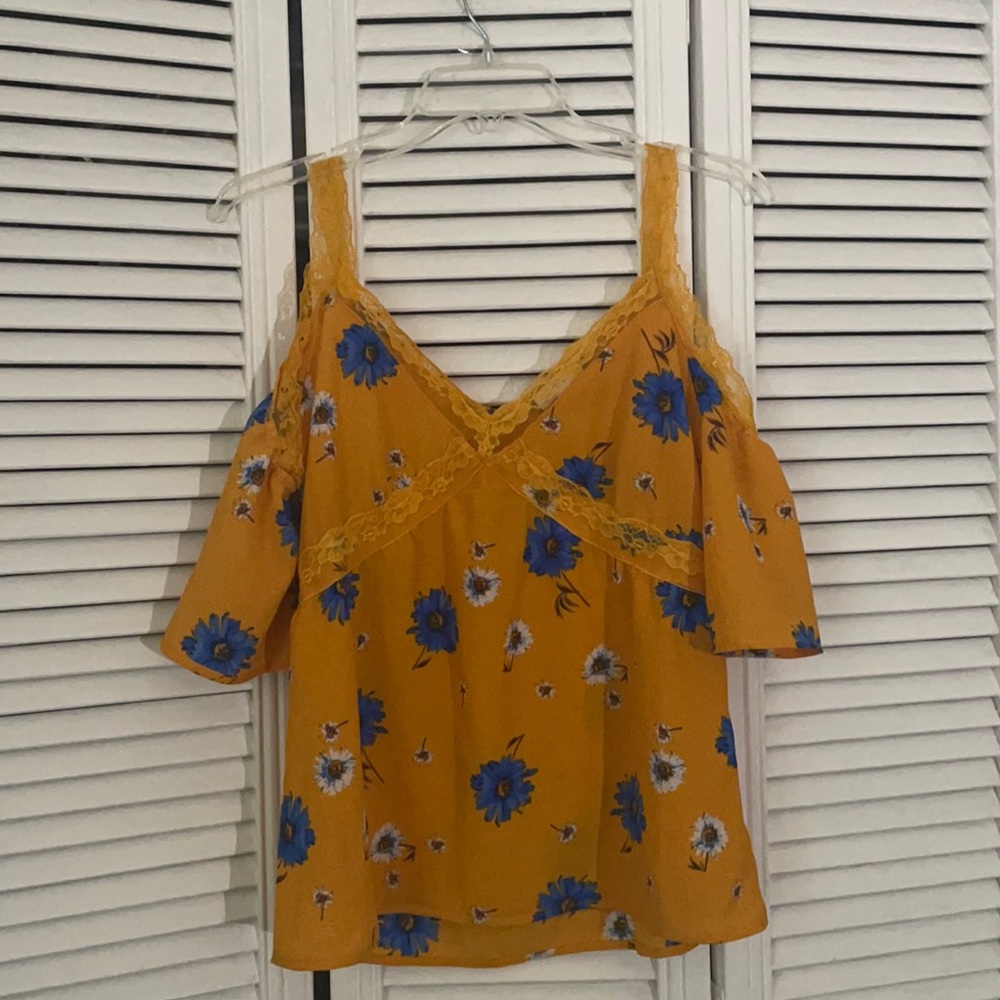 Yellow Off The Shoulder Floral Top